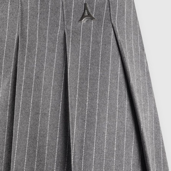 Grey Pinstripe Pleated Skort - Picture 2 of 5